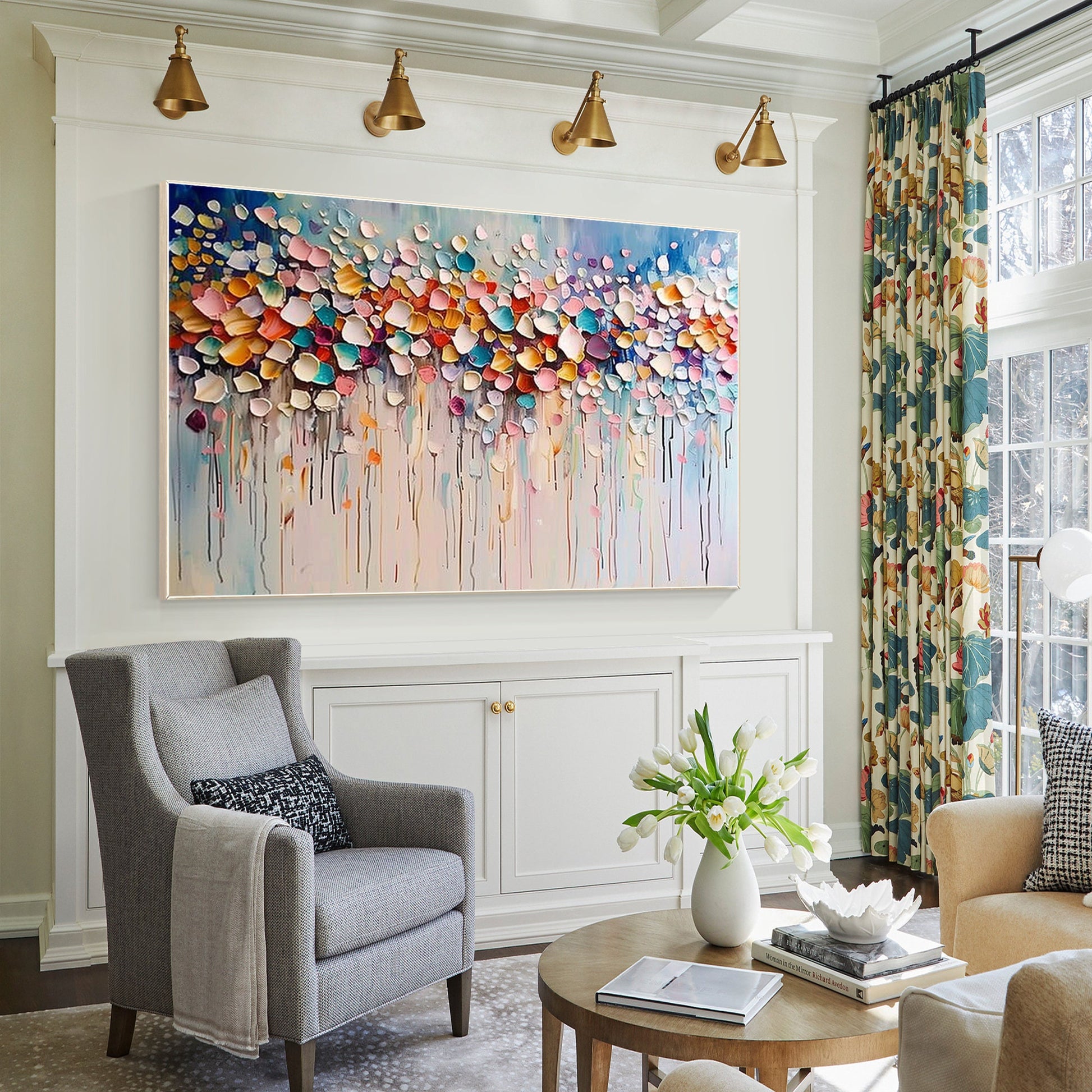 Textured Wildflower Painting: 3D Abstract Floral Canvas Wall Art #3