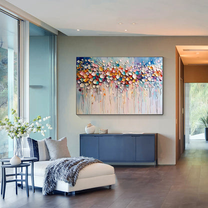 Textured Wildflower Painting: 3D Abstract Floral Canvas Wall Art #5