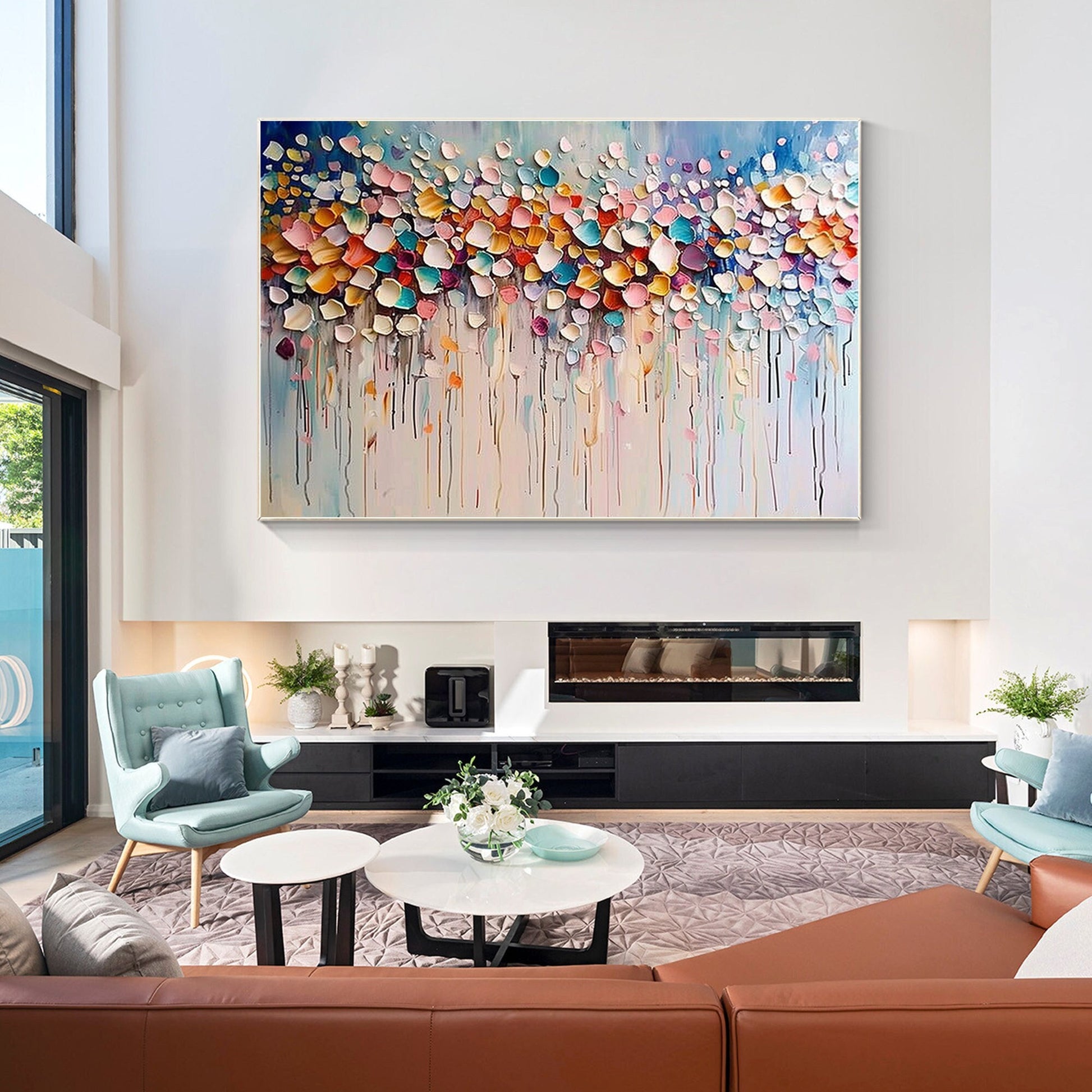 Textured Wildflower Painting: 3D Abstract Floral Canvas Wall Art #1