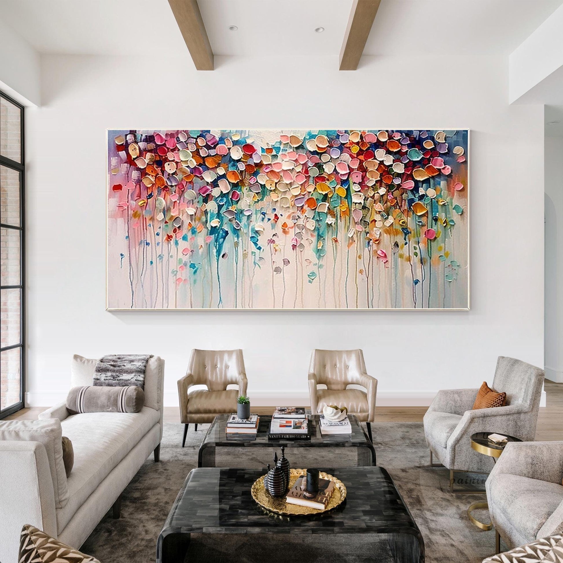 Textured Wildflower Painting: 3D Floral Abstract Canvas Art #2