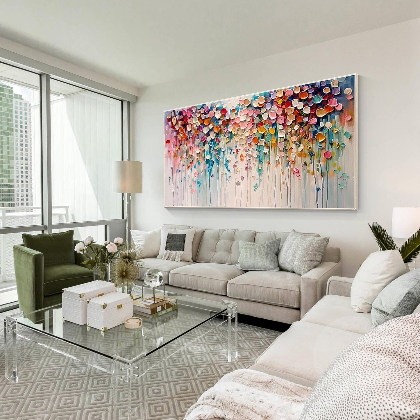Textured Wildflower Painting: 3D Floral Abstract Canvas Art #3