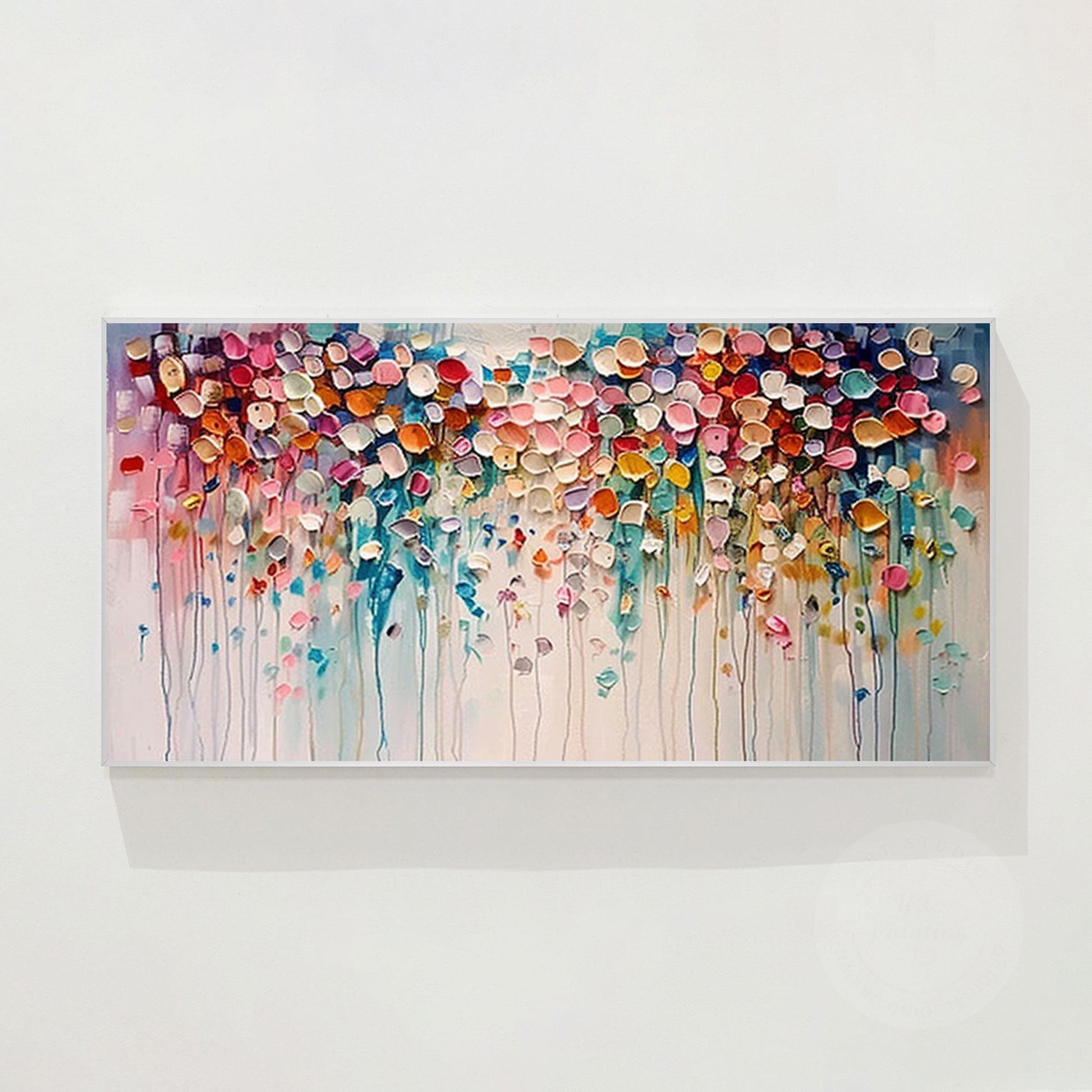 Textured Wildflower Painting: 3D Floral Abstract Canvas Art #8