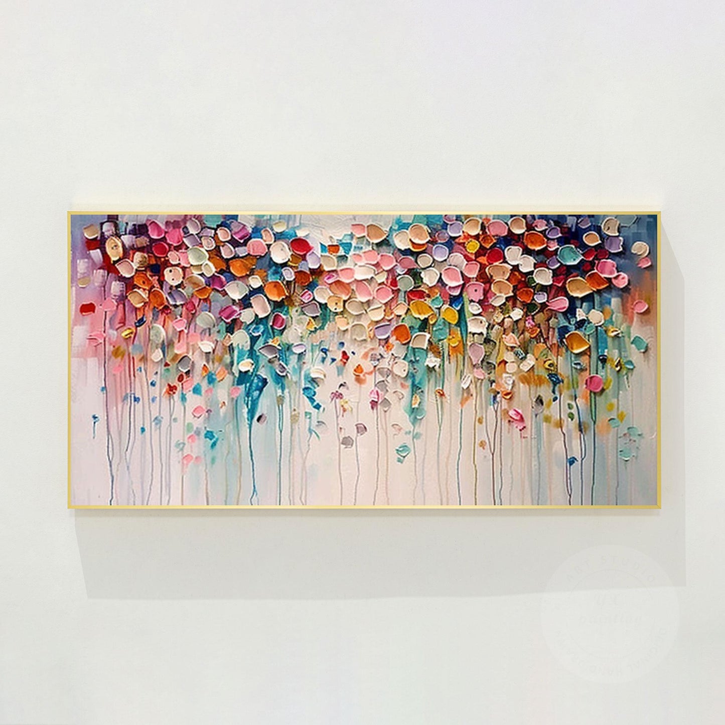Textured Wildflower Painting: 3D Floral Abstract Canvas Art #9