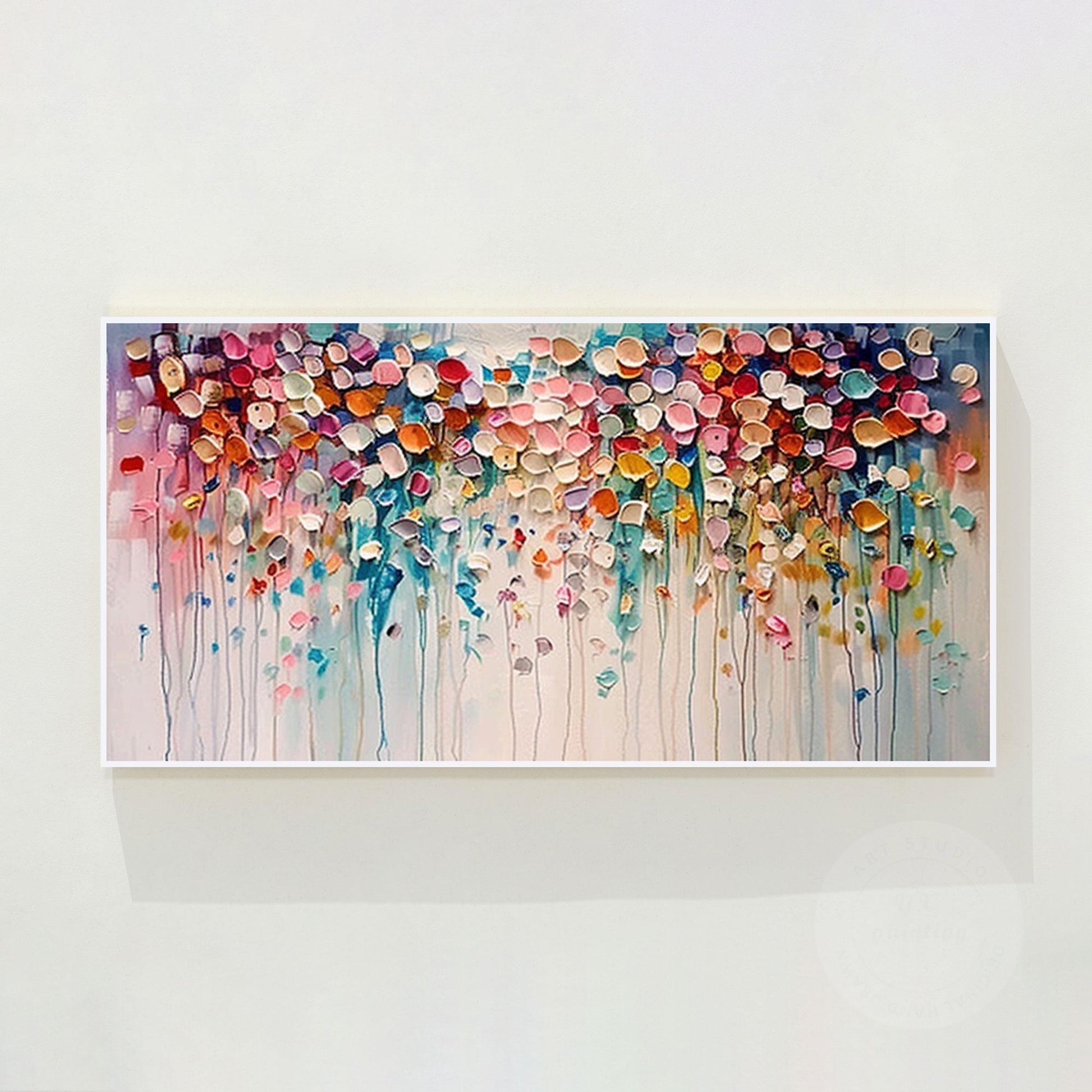 Textured Wildflower Painting: 3D Floral Abstract Canvas Art #10