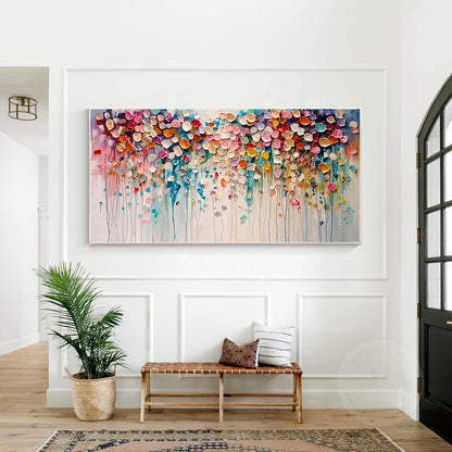 Textured Wildflower Painting: 3D Floral Abstract Canvas Art #1
