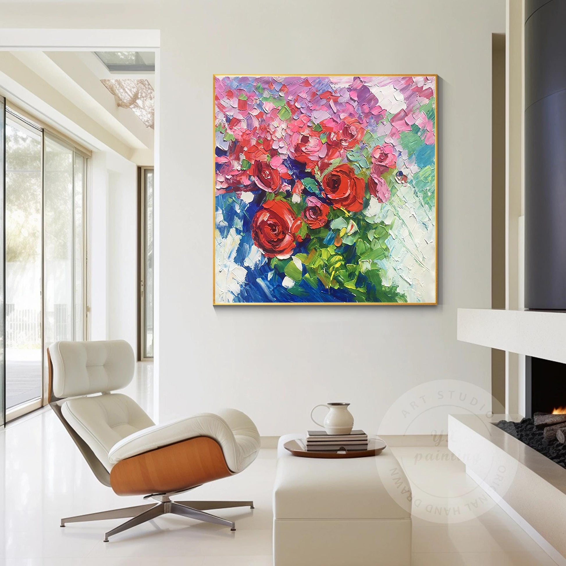 Textured Wildflowers Painting: 3D Floral Canvas Wall Art #3