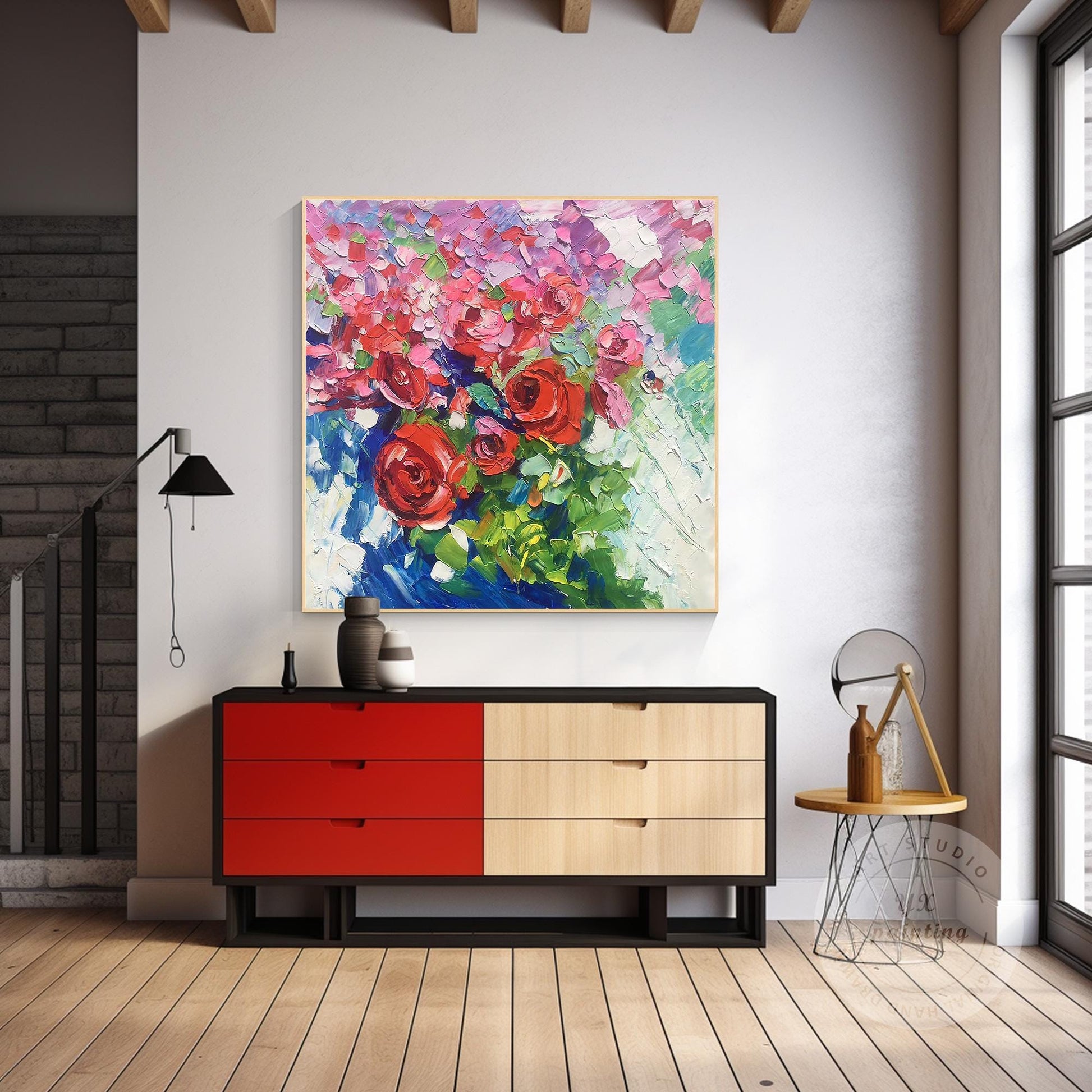 Textured Wildflowers Painting: 3D Floral Canvas Wall Art #5