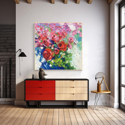 Textured Wildflowers Painting: 3D Floral Canvas Wall Art #5