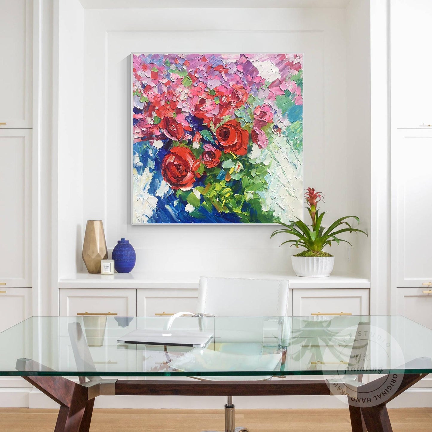 Textured Wildflowers Painting: 3D Floral Canvas Wall Art #6