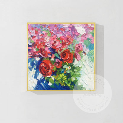 Textured Wildflowers Painting: 3D Floral Canvas Wall Art #9