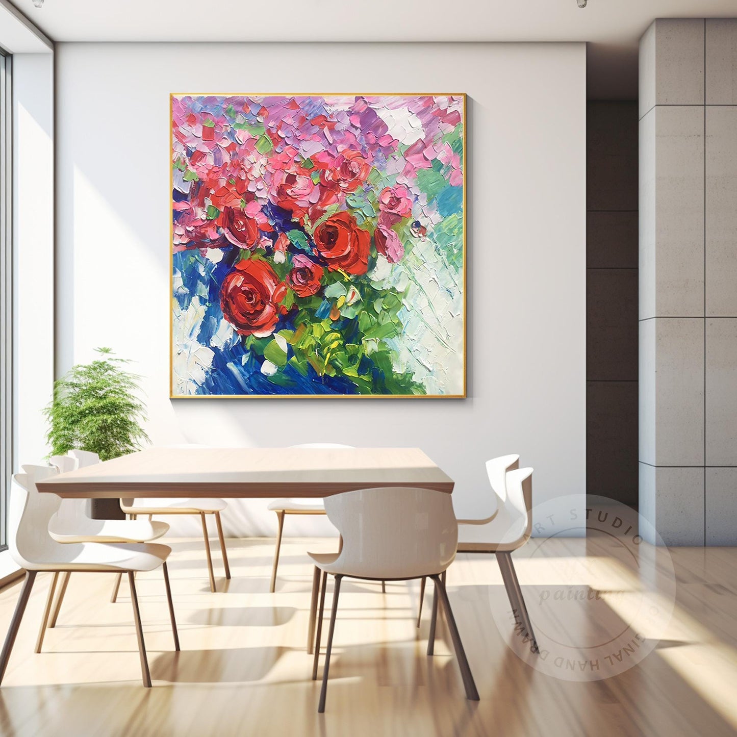 Textured Wildflowers Painting: 3D Floral Canvas Wall Art #1