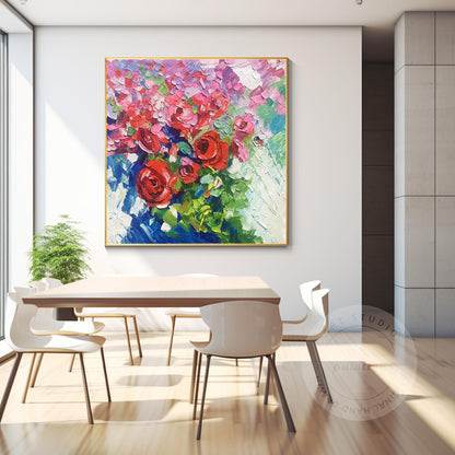 Textured Wildflowers Painting: 3D Floral Canvas Wall Art #1