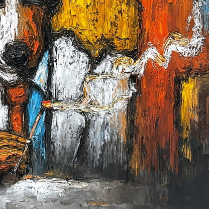 THE BOSS: Colorful Impasto Dog Portrait Painting | rolled canvas, ready for custom framing