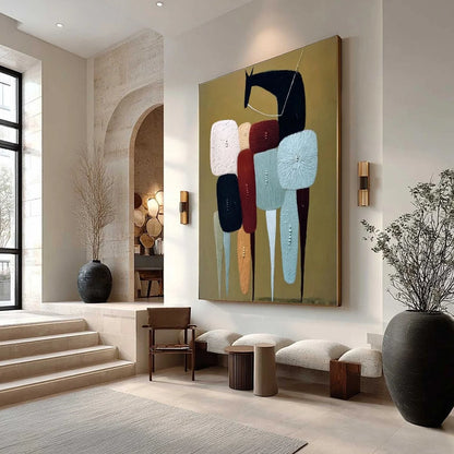 THE CARAVAN: Abstract Boho Wabi Sabi Textured Horse Painting | Figurative mood, soft natural light studio shot