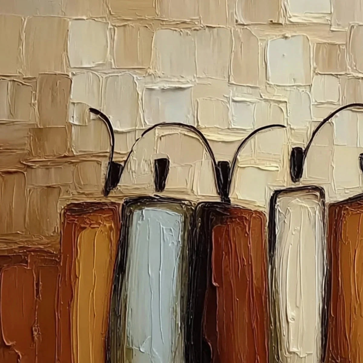 THE COLLECTIVE: Square Abstract Impasto Palette Knife Painting | rectangular format, hand-painted canvas edge