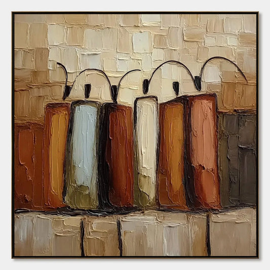 THE COLLECTIVE: Square Abstract Impasto Palette Knife Painting | hanging in living room, Abstract wall art