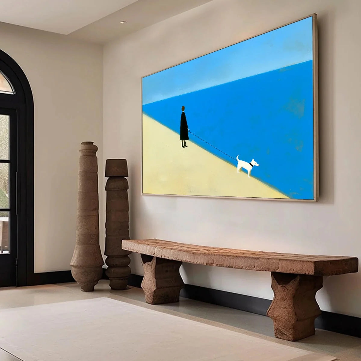 THE COMPANION Minimalist Beach Oil Painting | Modern Wall Art | multi-color palette, original oil on stretched canvas art