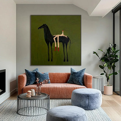 THE COMPANION: Modern Figurative Painting of a Horse and Rider | Figurative closeup, raised brushwork detail