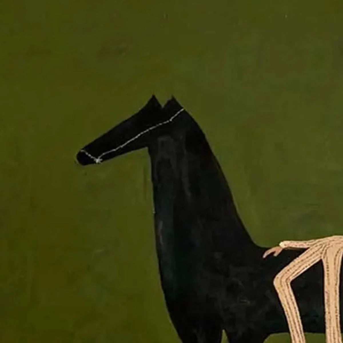 THE COMPANION: Modern Figurative Painting of a Horse and Rider | rectangular format, hand-painted canvas edge