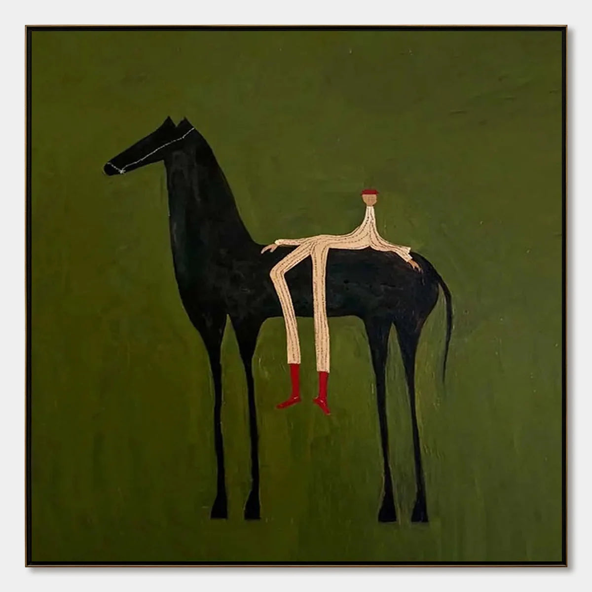 THE COMPANION: Modern Figurative Painting of a Horse and Rider | hanging in living room, Figurative wall art