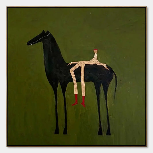 THE COMPANION: Modern Figurative Painting of a Horse and Rider | hanging in living room, Figurative wall art