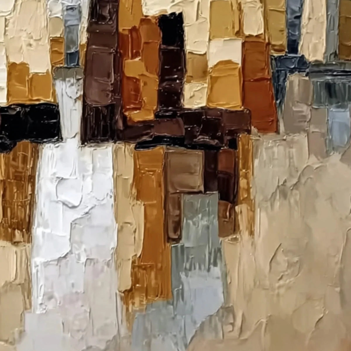 THE COMPANIONS: Textured Abstract Cityscape Painting of Two Figures | rolled canvas, ready for custom framing