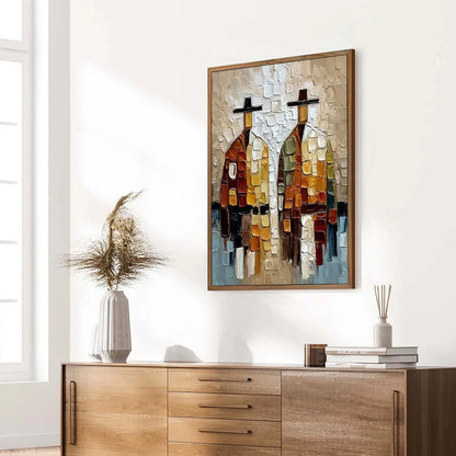 THE COMPANIONS: Textured Abstract Figurative Impasto Painting | multi-color palette, original oil on stretched canvas art