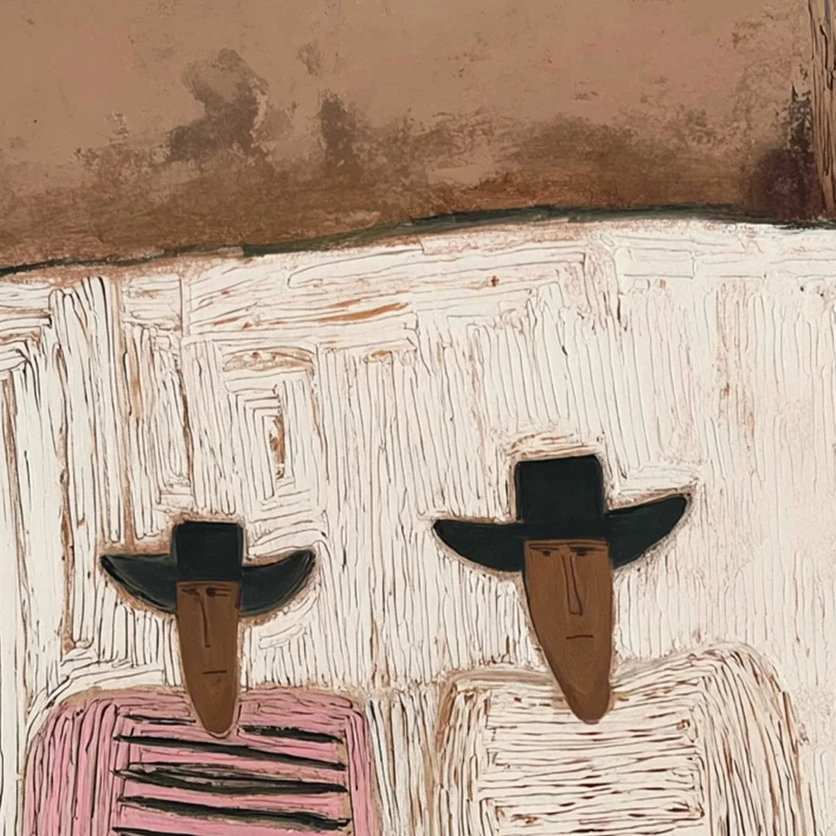THE COMPANIONS: Textured Boho Figurative Impasto Oil Painting | rectangular format, hand-painted canvas edge