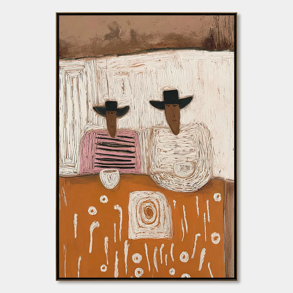 THE COMPANIONS: Textured Boho Figurative Impasto Oil Painting | hanging in living room, Figurative wall art