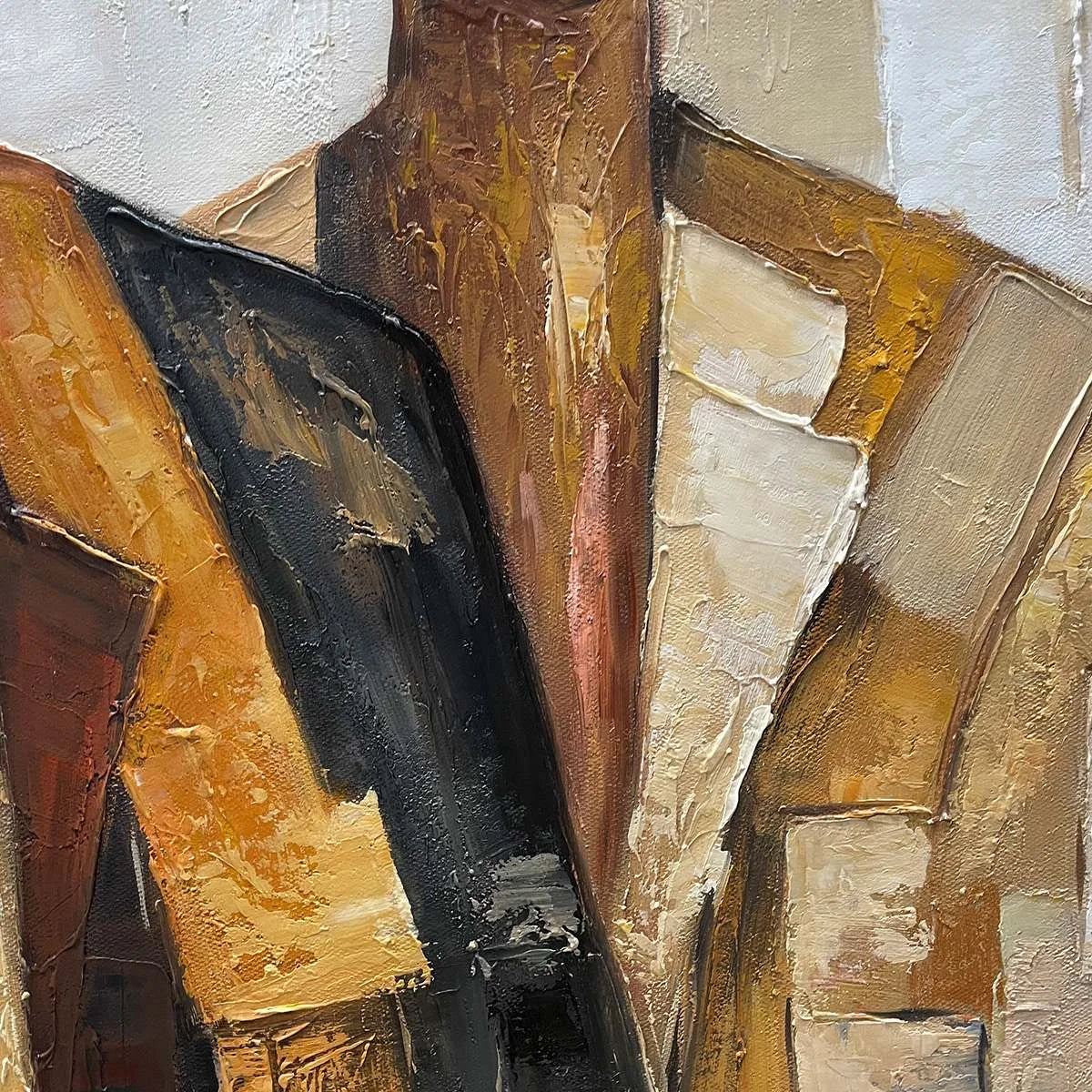 THE COMPANIONS: Textured Figurative Portrait Oil Painting with Palette Knife | rolled canvas, ready for custom framing