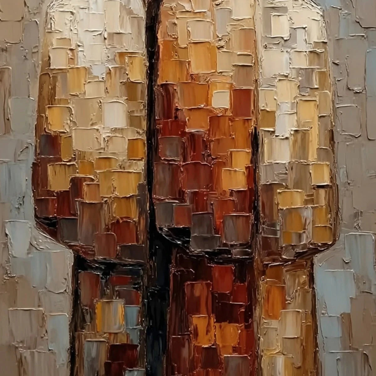 THE COMPANIONS: Textured Impasto Abstract Figurative Couple Painting | rolled canvas, ready for custom framing