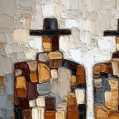 THE COMPANIONS: Textured Impasto Abstract Figures Painting | rolled canvas, ready for custom framing
