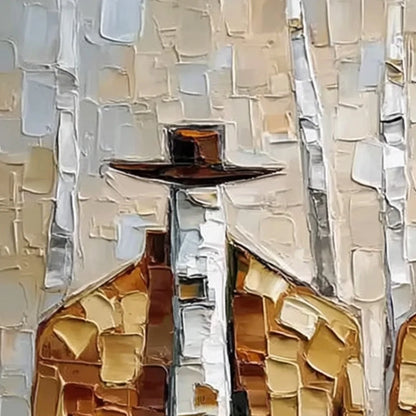 THE COMPANIONS: Textured Impasto Painting of Two Figures in a Forest | rectangular format, hand-painted canvas edge