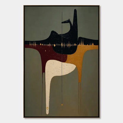 THE CONDUIT: Textured Minimalist Abstract Painting with Gold Accents | hanging in living room, Minimalist wall art