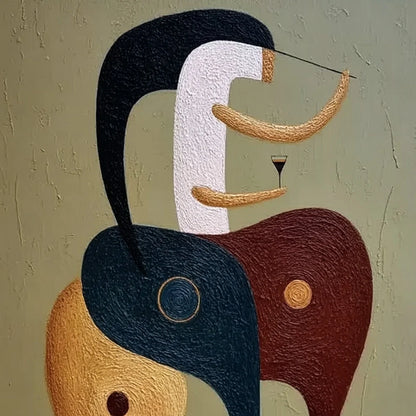 THE CONNOISSEUR: Textured Abstract Figurative Painting for Modern Decor | rectangular format, hand-painted canvas edge