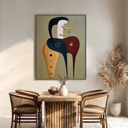 THE CONNOISSEUR: Textured Abstract Figurative Painting for Modern Decor | black frame version on white wall
