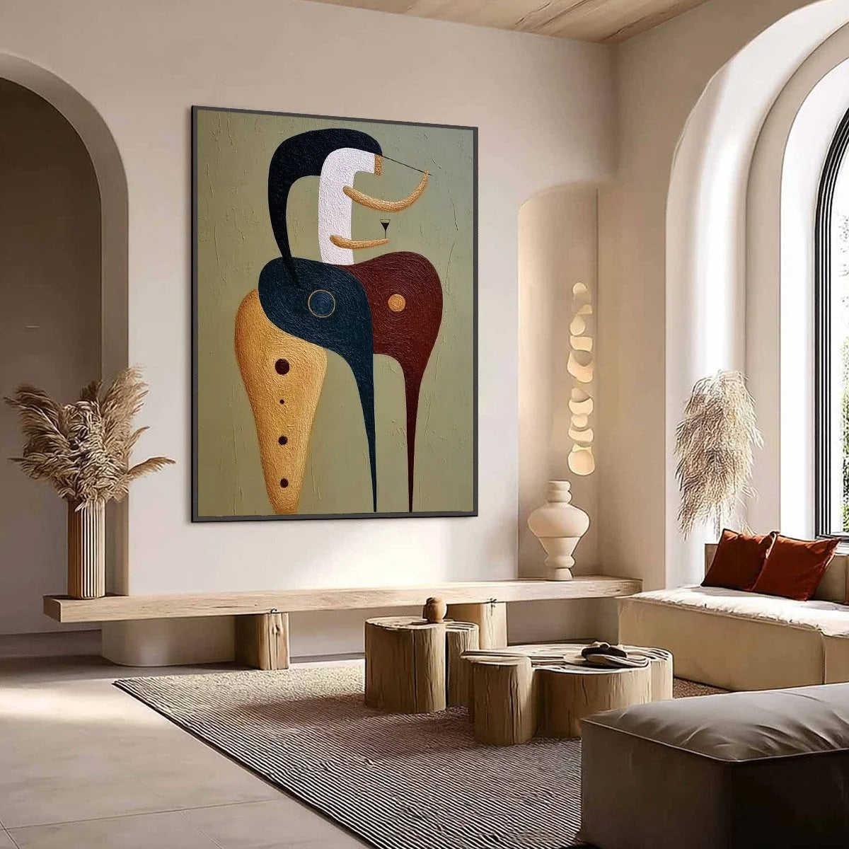 THE CONNOISSEUR: Textured Abstract Figurative Painting for Modern Decor | Figurative mood, soft natural light studio shot