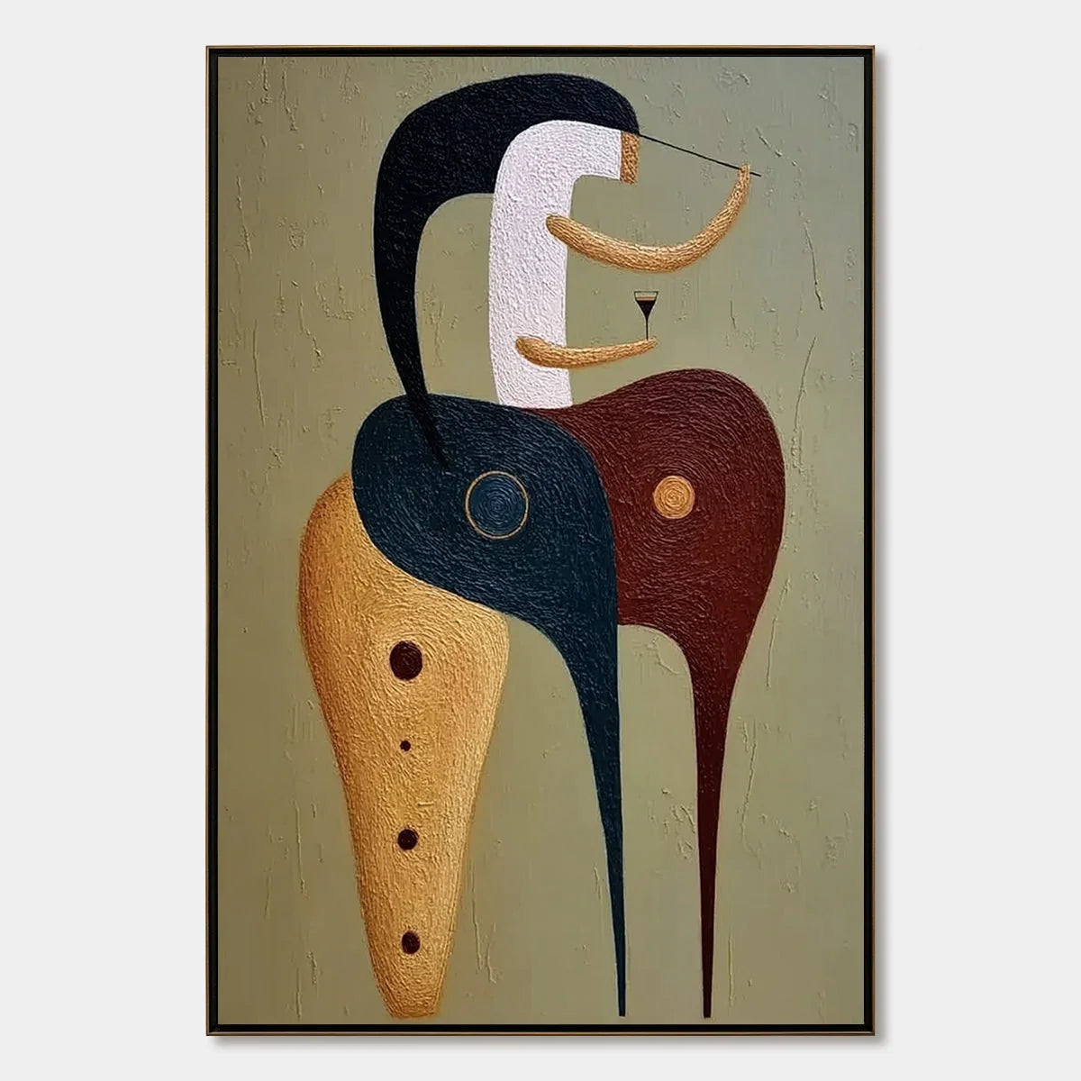 THE CONNOISSEUR: Textured Abstract Figurative Painting for Modern Decor | hanging in living room, Figurative wall art