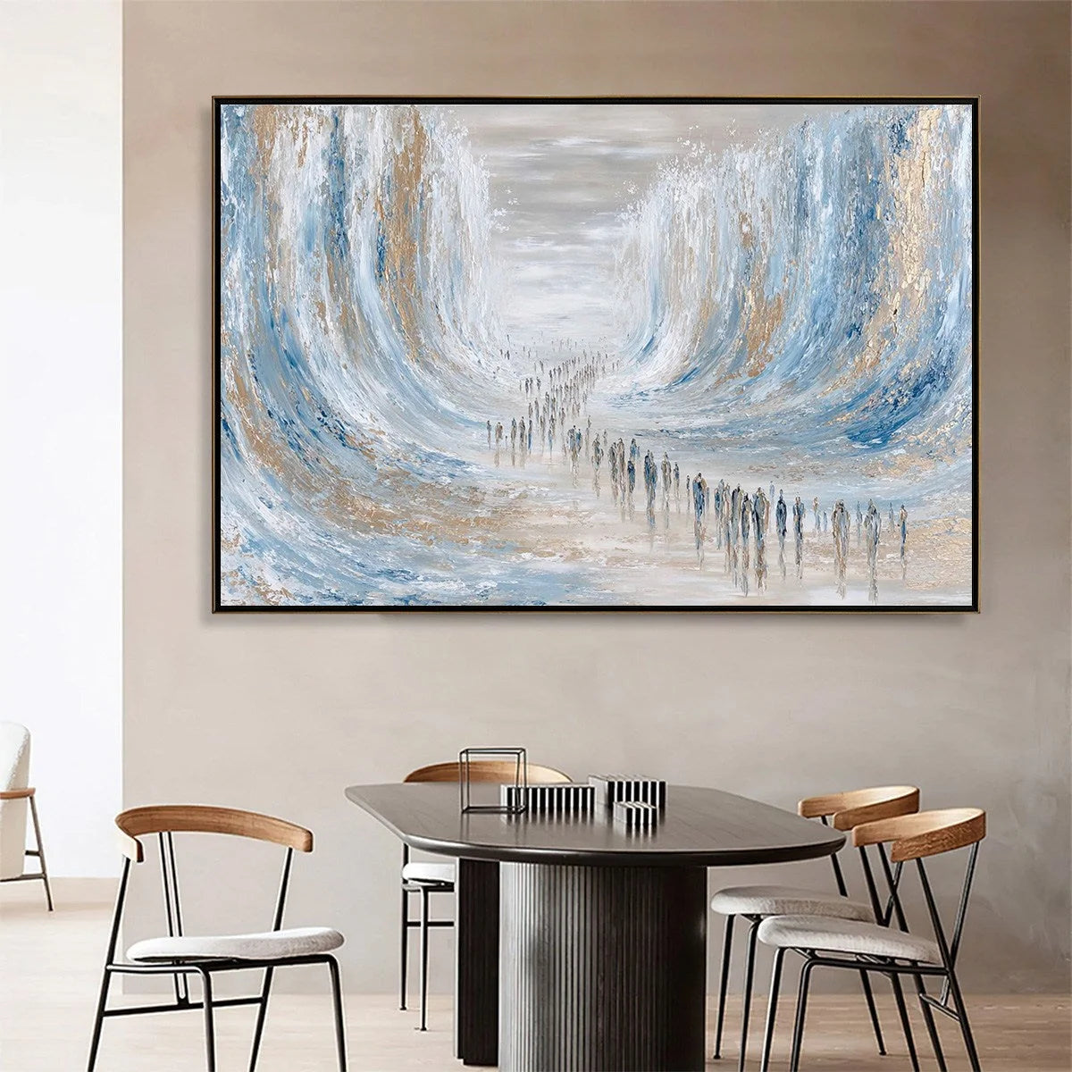 THE CROSSING: Large Textured Abstract Painting of a Human Journey | Abstract closeup, raised brushwork detail