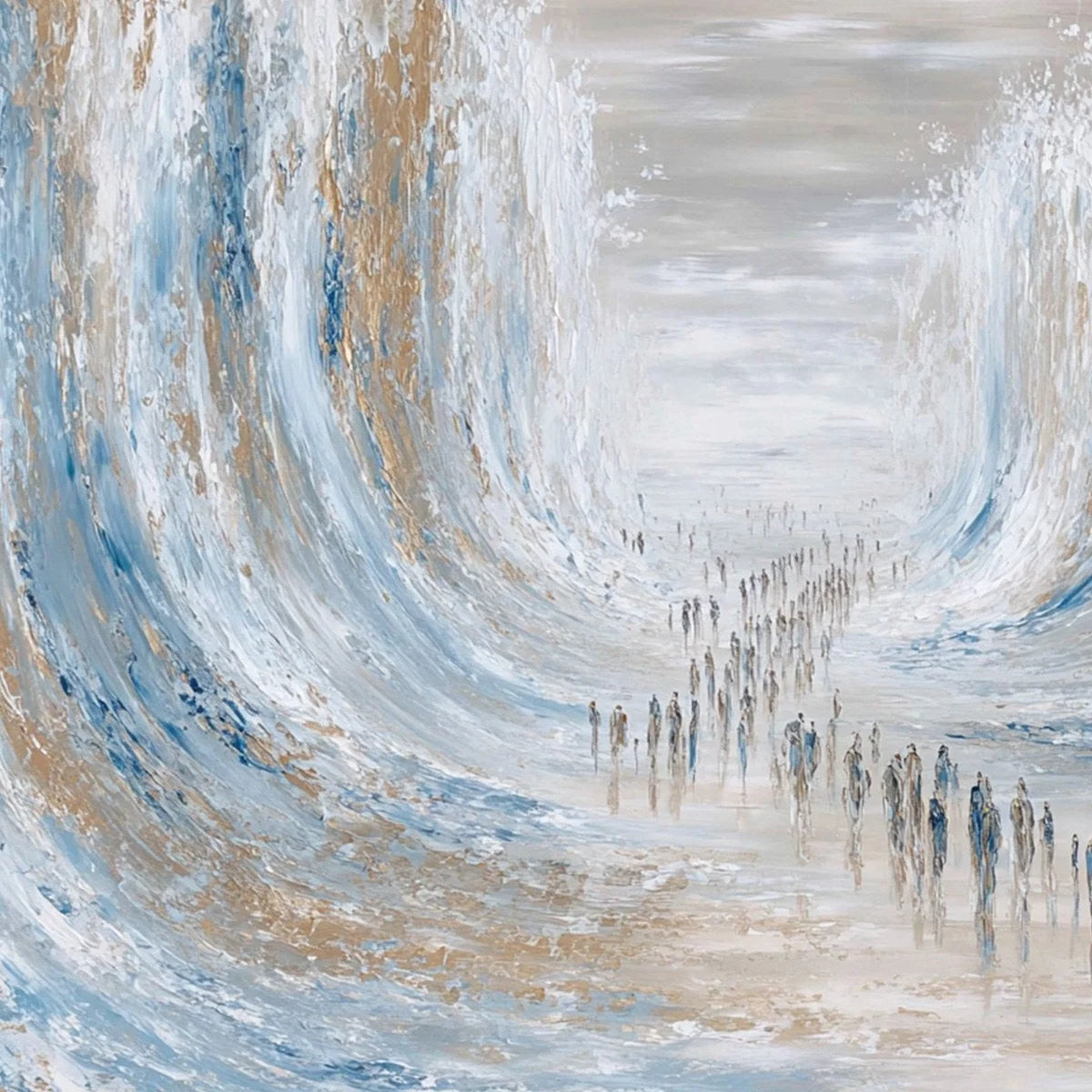THE CROSSING: Large Textured Abstract Painting of a Human Journey | rolled canvas, ready for custom framing