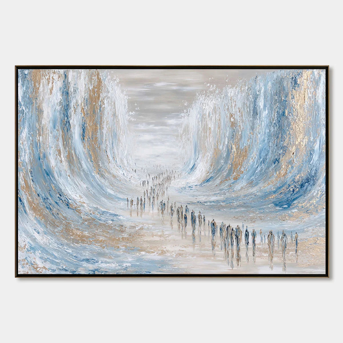 THE CROSSING: Large Textured Abstract Painting of a Human Journey | hanging in living room, Abstract wall art