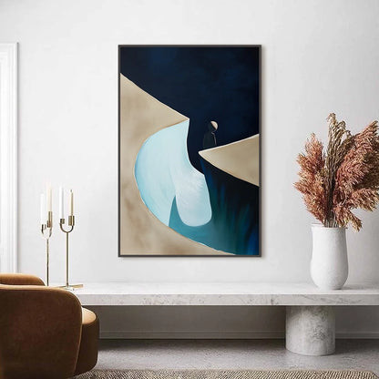 THE CROSSING: Minimalist Abstract Painting of a Figure's Journey | Minimalist closeup, raised brushwork detail