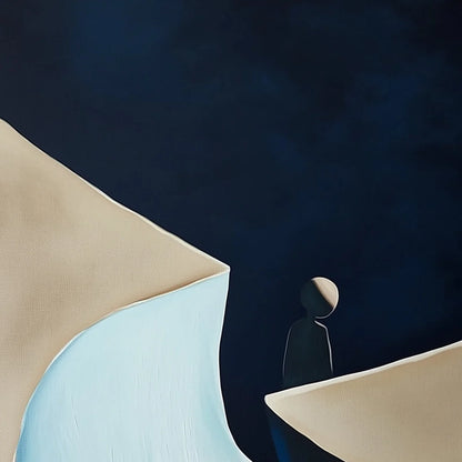 THE CROSSING: Minimalist Abstract Painting of a Figure's Journey | rectangular format, hand-painted canvas edge