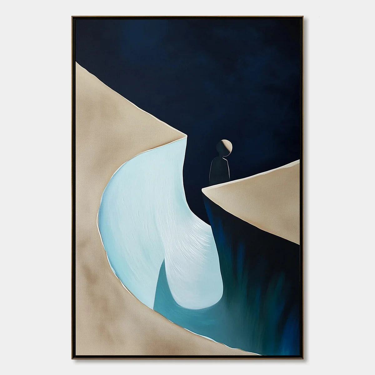 THE CROSSING: Minimalist Abstract Painting of a Figure's Journey | hanging in living room, Minimalist wall art