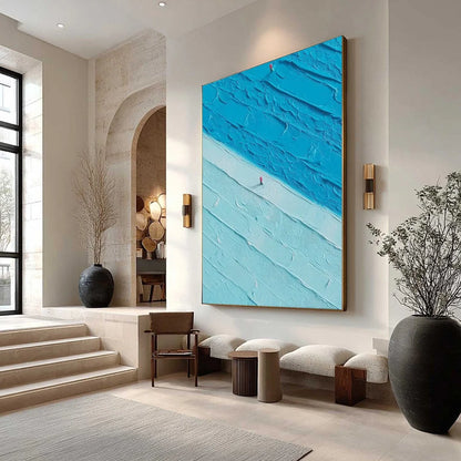 THE CROSSING: Textured Minimalist Abstract Seascape Painting | Minimalist mood, soft natural light studio shot
