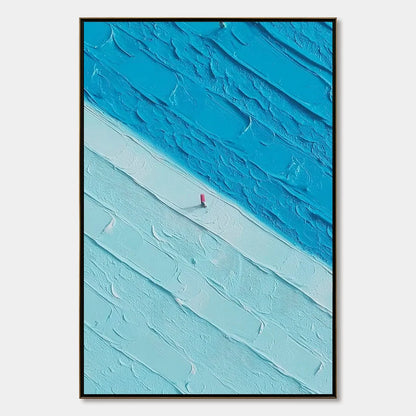 THE CROSSING: Textured Minimalist Abstract Seascape Painting | hanging in living room, Minimalist wall art