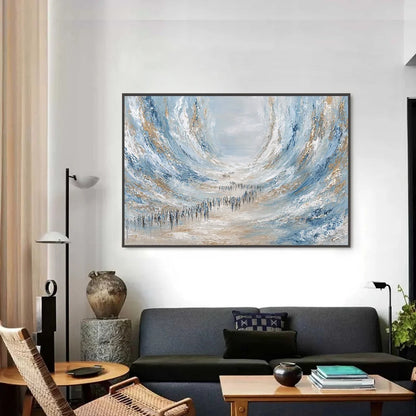 THE EXODUS: Large Abstract Figurative Textured Wall Art | Figurative closeup, raised brushwork detail