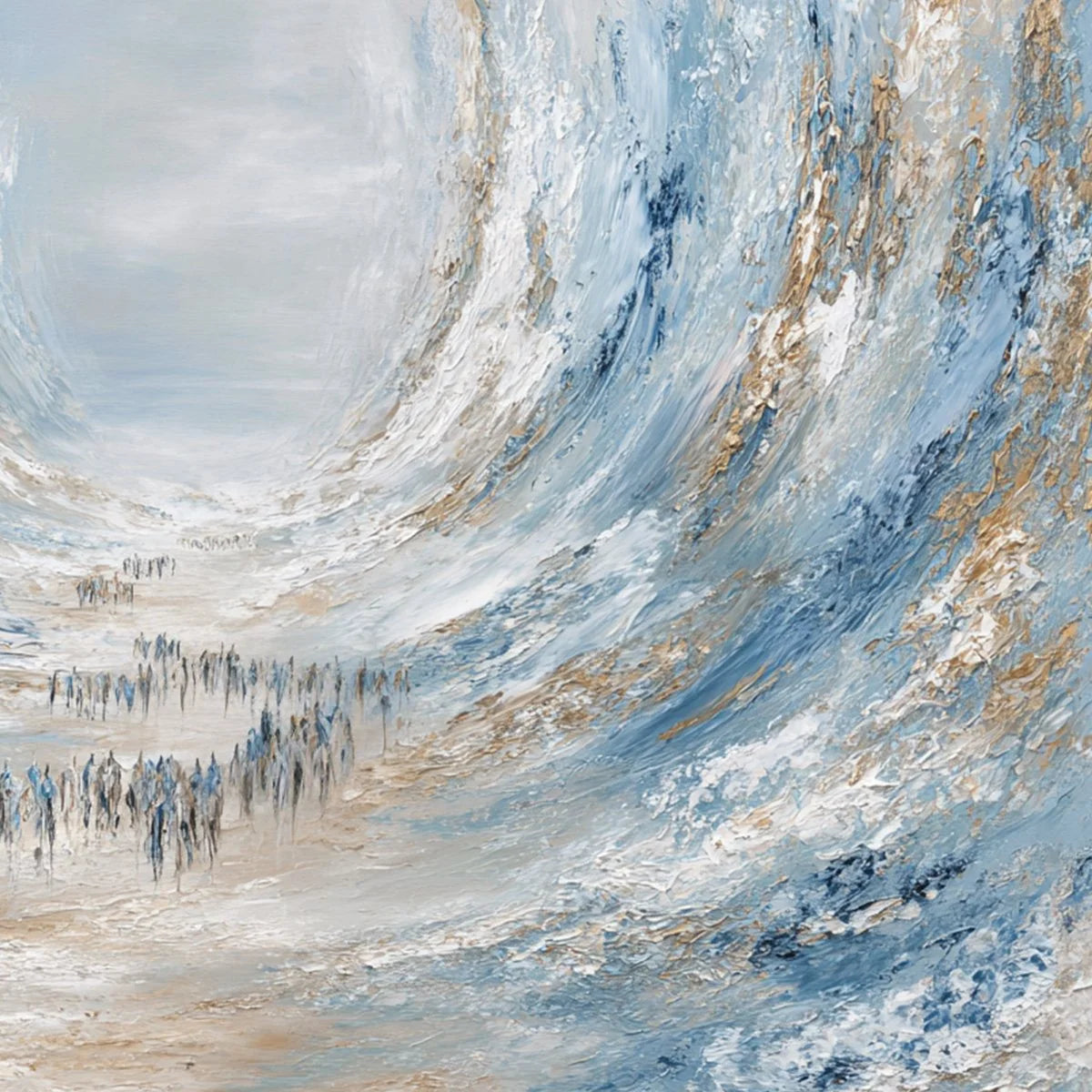 THE EXODUS: Large Abstract Figurative Textured Wall Art | rectangular format, hand-painted canvas edge