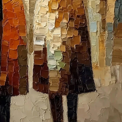 THE FELLOWSHIP: Heavy Texture Palette Knife Painting of Figures | rolled canvas, ready for custom framing