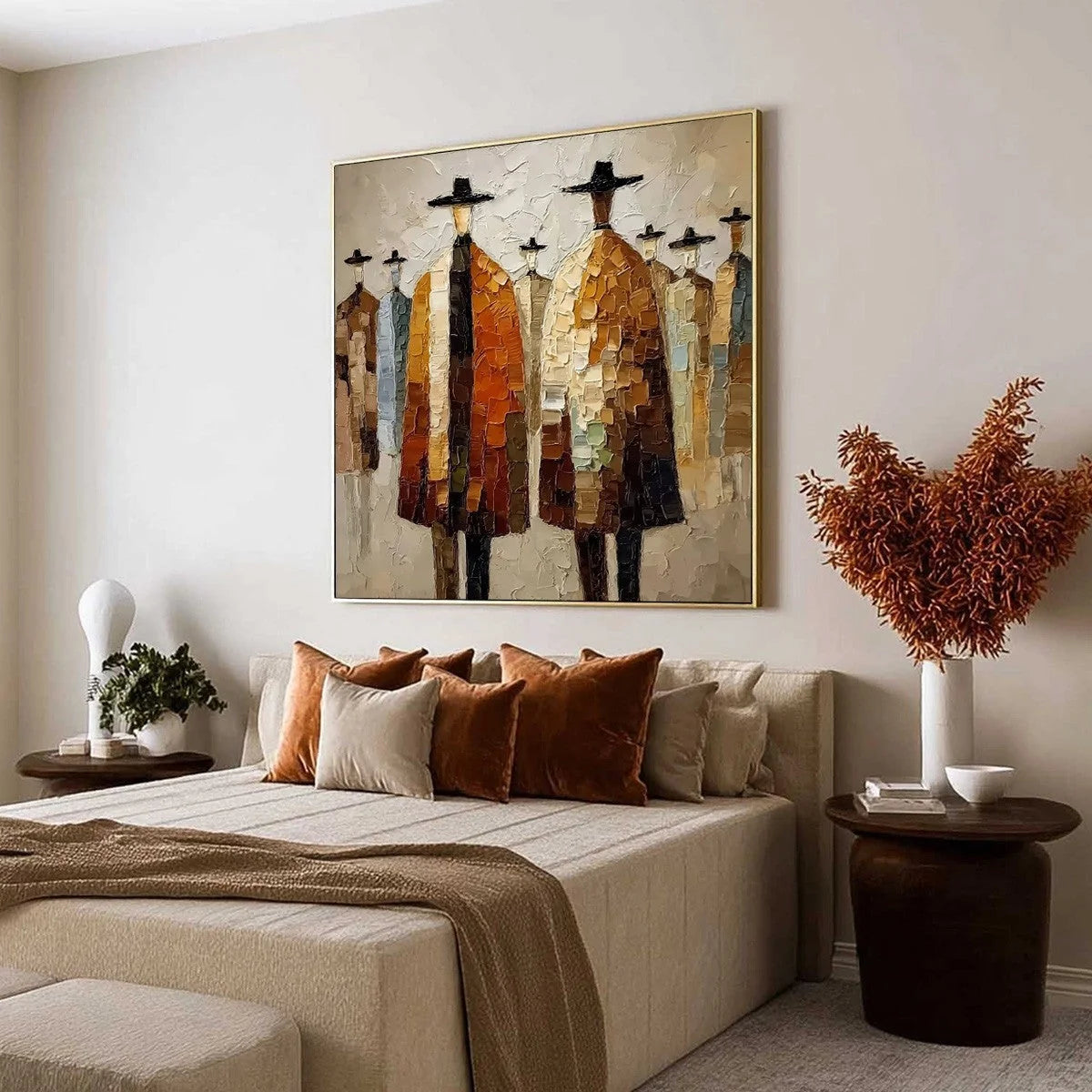THE FELLOWSHIP: Heavy Texture Palette Knife Painting of Figures | Abstract mood, soft natural light studio shot